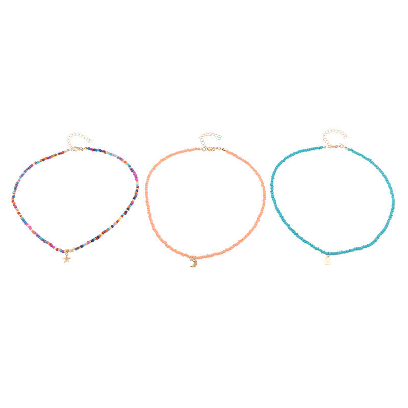 Wholesale Candy Color Rice Bead Necklace Alloy
